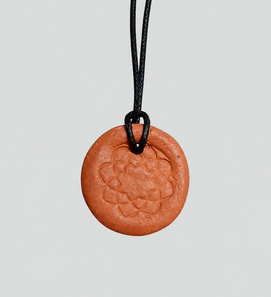 Soka Gakkai Logo Necklace, Kultela clay, wild terracotta